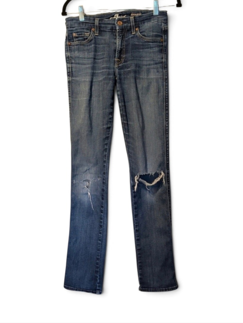 7 For All Mankind Women's Medium Blue Straight Leg Jeans